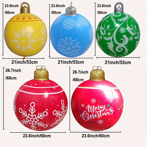 Planet Gates 1pc Christmas Snowflake Inflatable Ball, 60.96cm PVC Inflatable Christmas Decorative Ball For Outdoor Garden Lawn Patio Yard Art Decor