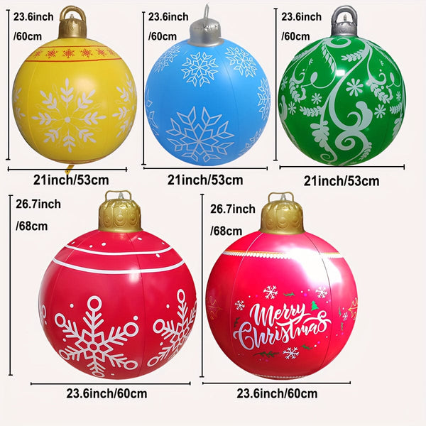 Planet Gates 1pc Christmas Snowflake Inflatable Ball, 60.96cm PVC Inflatable Christmas Decorative Ball For Outdoor Garden Lawn Patio Yard Art Decor