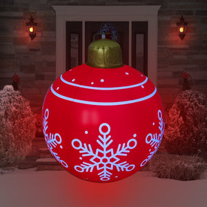 Planet Gates 1pc Christmas Snowflake Inflatable Ball, 60.96cm PVC Inflatable Christmas Decorative Ball For Outdoor Garden Lawn Patio Yard Art Decor