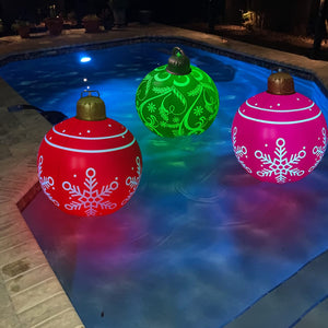 Planet Gates 1pc Christmas Snowflake Inflatable Ball, 60.96cm PVC Inflatable Christmas Decorative Ball For Outdoor Garden Lawn Patio Yard Art Decor