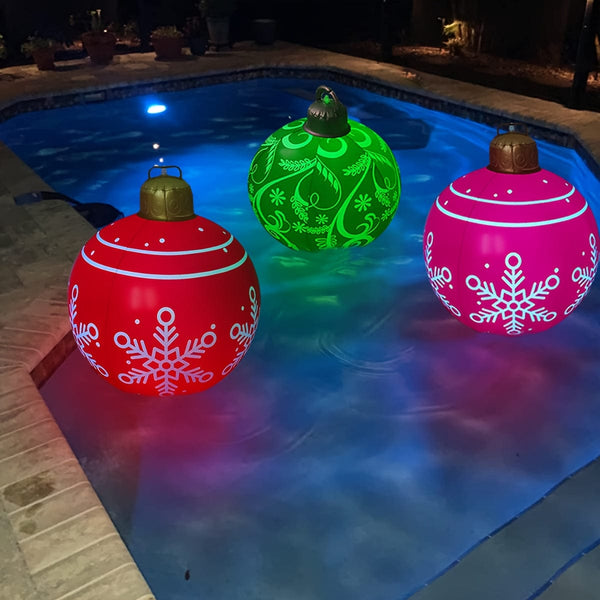 Planet Gates 1pc Christmas Snowflake Inflatable Ball, 60.96cm PVC Inflatable Christmas Decorative Ball For Outdoor Garden Lawn Patio Yard Art Decor