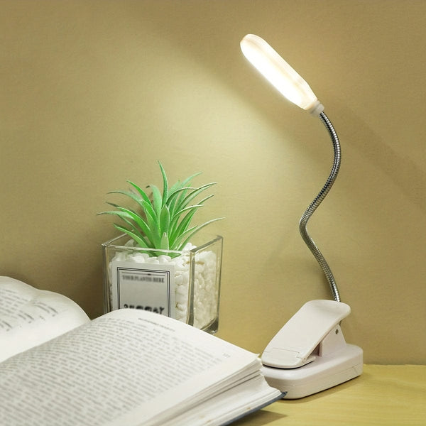 Planet Gates 1pc Clip On Book Light, Battery Powered Flexible Hose Table Lamp, Desktop Small Reading Lamp, Portable Small Night Light For Room Decor