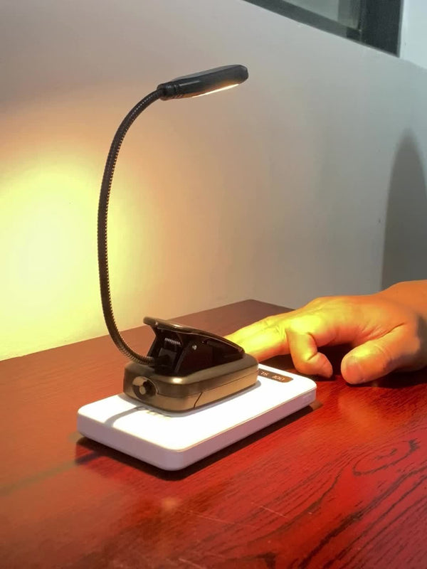 Planet Gates 1pc Clip On Book Light, Battery Powered Flexible Hose Table Lamp, Desktop Small Reading Lamp, Portable Small Night Light For Room Decor