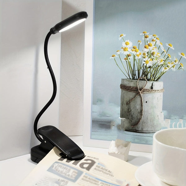 Planet Gates 1pc Clip On Book Light, Battery Powered Flexible Hose Table Lamp, Desktop Small Reading Lamp, Portable Small Night Light For Room Decor