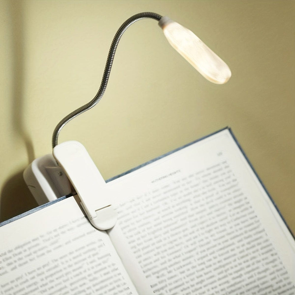 Planet Gates 1pc Clip On Book Light, Battery Powered Flexible Hose Table Lamp, Desktop Small Reading Lamp, Portable Small Night Light For Room Decor