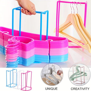 Planet Gates 1pc Clothes Hanger Organizer, Plastic Storage Hanger Bracket Rack, Idle Hanger Stacking Rack Storage Rack, Portable Hanger Stacker, Space Saving