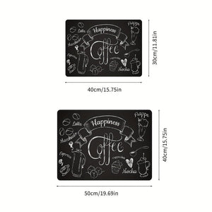 Planet Gates 1pc Coffee Printed Dish Drying Mat, Soft Rubber Draining Pad, Non-Slip Super Absorbent Wear-resistant Coffee Machine Mat, Placemat For Countertop Dining Patio Table Decorations, Home Kitchen Supplies