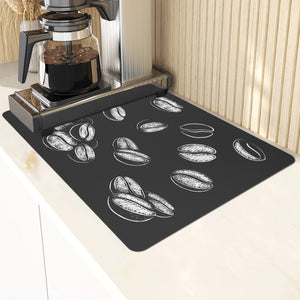 Planet Gates 1pc Coffee Printed Dish Drying Mat, Soft Rubber Draining Pad, Non-Slip Super Absorbent Wear-resistant Coffee Machine Mat, Placemat For Countertop Dining Patio Table Decorations, Home Kitchen Supplies