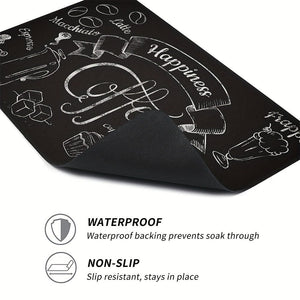 Planet Gates 1pc Coffee Printed Dish Drying Mat, Soft Rubber Draining Pad, Non-Slip Super Absorbent Wear-resistant Coffee Machine Mat, Placemat For Countertop Dining Patio Table Decorations, Home Kitchen Supplies