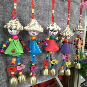 Planet Gates 1pc Color Random 1pc Scarecrow Sunny Doll Wind Chime, Leather Woven Straw Hat Doll Hanging Decor, Creative Gift (Color Random)