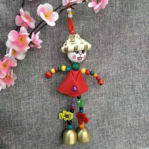 Planet Gates 1pc Color Random 1pc Scarecrow Sunny Doll Wind Chime, Leather Woven Straw Hat Doll Hanging Decor, Creative Gift (Color Random)
