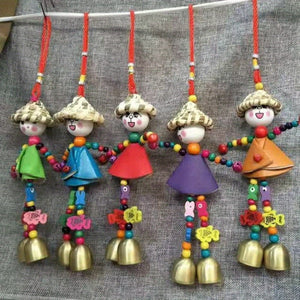 Planet Gates 1pc Color Random 1pc Scarecrow Sunny Doll Wind Chime, Leather Woven Straw Hat Doll Hanging Decor, Creative Gift (Color Random)