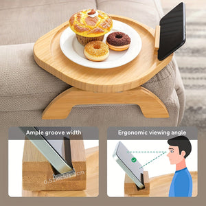 Planet Gates 1pc Couch Arm Table, Sofa Arm Tray, Couch Arm Tray Clip, With Phone Holder, Foldable Space Saving Side Tables, For Snacks Fruits Drinks Coffee