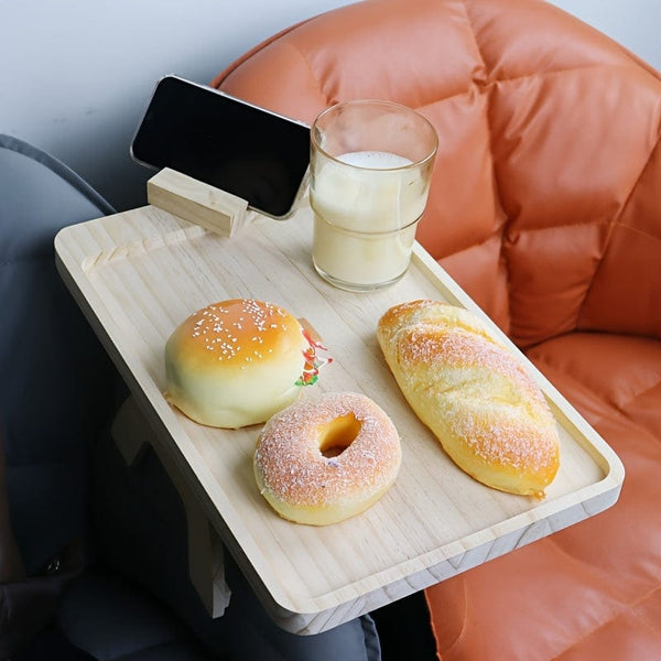 Planet Gates 1pc Couch Arm Table, Sofa Arm Tray, Couch Arm Tray Clip, With Phone Holder, Foldable Space Saving Side Tables, For Snacks Fruits Drinks Coffee