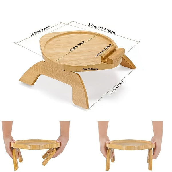 Planet Gates 1pc Couch Arm Table, Sofa Arm Tray, Couch Arm Tray Clip, With Phone Holder, Foldable Space Saving Side Tables, For Snacks Fruits Drinks Coffee