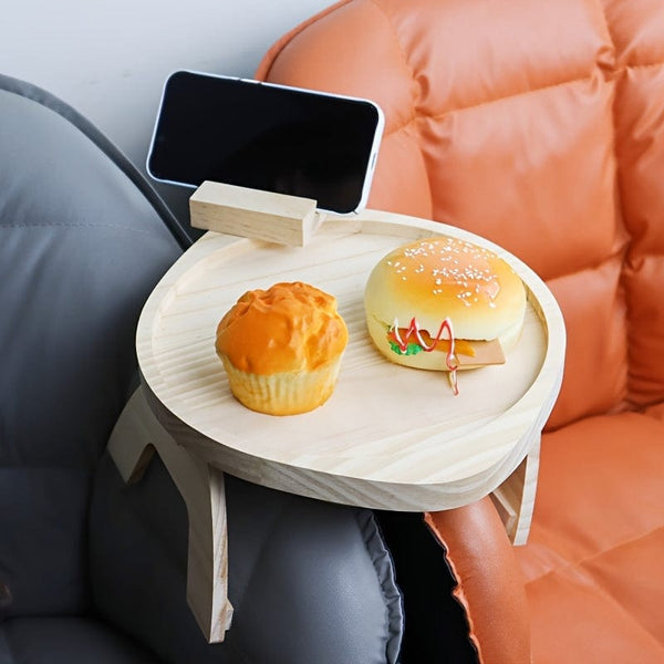 Planet Gates 1pc Couch Arm Table, Sofa Arm Tray, Couch Arm Tray Clip, With Phone Holder, Foldable Space Saving Side Tables, For Snacks Fruits Drinks Coffee