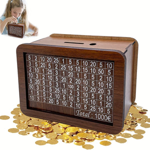 Planet Gates 1pc Counter Wooden Bank, Home Counter Wooden Storage Box, Money Saving Box Coin Bank, Decorative Display Case Piggy Bank, Home Library Decor, Money Storage Box For Adults And Kids