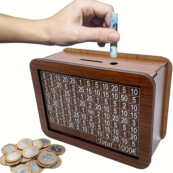 Planet Gates 1pc Counter Wooden Bank, Home Counter Wooden Storage Box, Money Saving Box Coin Bank, Decorative Display Case Piggy Bank, Home Library Decor, Money Storage Box For Adults And Kids