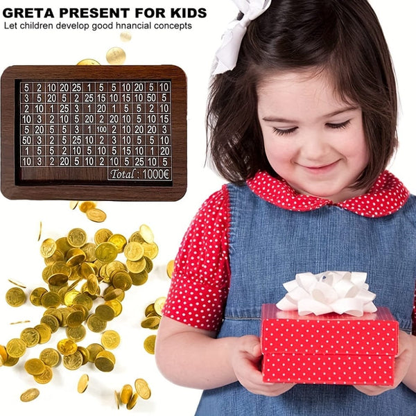 Planet Gates 1pc Counter Wooden Bank, Home Counter Wooden Storage Box, Money Saving Box Coin Bank, Decorative Display Case Piggy Bank, Home Library Decor, Money Storage Box For Adults And Kids