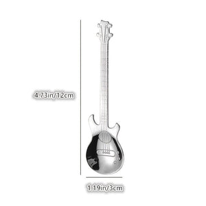 Planet Gates 1pc Creative Guitar Shaped Spoon For Coffee, Tea, Desserts, Ice Cream - Stainless Steel Kitchen Accessory