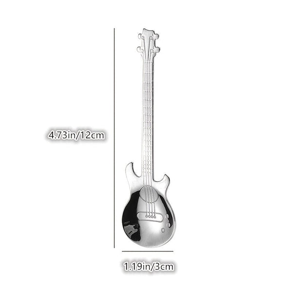 Planet Gates 1pc Creative Guitar Shaped Spoon For Coffee, Tea, Desserts, Ice Cream - Stainless Steel Kitchen Accessory