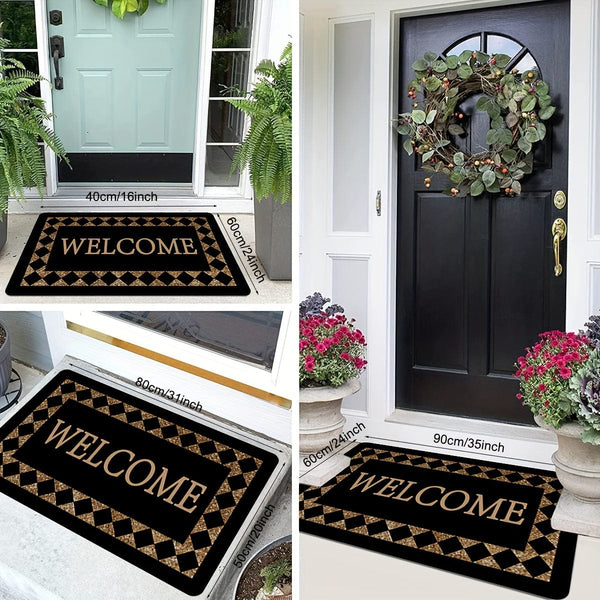 Planet Gates 1pc Creative Plaid Print Doormat, Chic Monogram Pattern Throw Carpet, Non-Slip Stain-resistant Foyer Pad, Rug For Laundry Room Entryway Homecoming Gift Home Room Supplies Spring Decor High Traffic Area