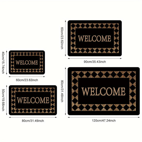 Planet Gates 1pc Creative Plaid Print Doormat, Chic Monogram Pattern Throw Carpet, Non-Slip Stain-resistant Foyer Pad, Rug For Laundry Room Entryway Homecoming Gift Home Room Supplies Spring Decor High Traffic Area