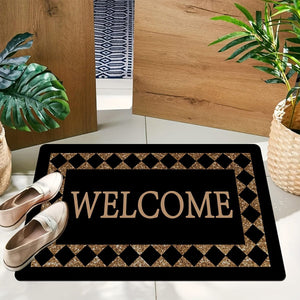 Planet Gates 1pc Creative Plaid Print Doormat, Chic Monogram Pattern Throw Carpet, Non-Slip Stain-resistant Foyer Pad, Rug For Laundry Room Entryway Homecoming Gift Home Room Supplies Spring Decor High Traffic Area