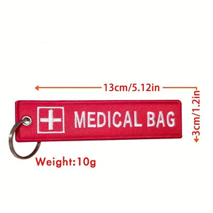 Planet Gates 1pc Cross Logo Medical Bag Both Sides Embroidery Red Tag Keychain Motorcycle Key Accessories
