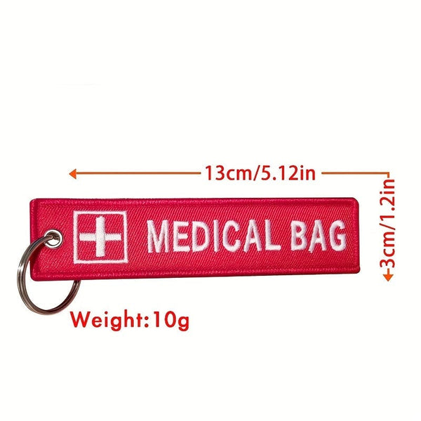 Planet Gates 1pc Cross Logo Medical Bag Both Sides Embroidery Red Tag Keychain Motorcycle Key Accessories