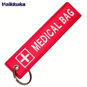 Planet Gates 1pc Cross Logo Medical Bag Both Sides Embroidery Red Tag Keychain Motorcycle Key Accessories