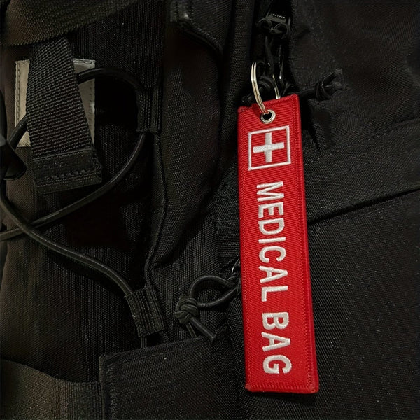 Planet Gates 1pc Cross Logo Medical Bag Both Sides Embroidery Red Tag Keychain Motorcycle Key Accessories
