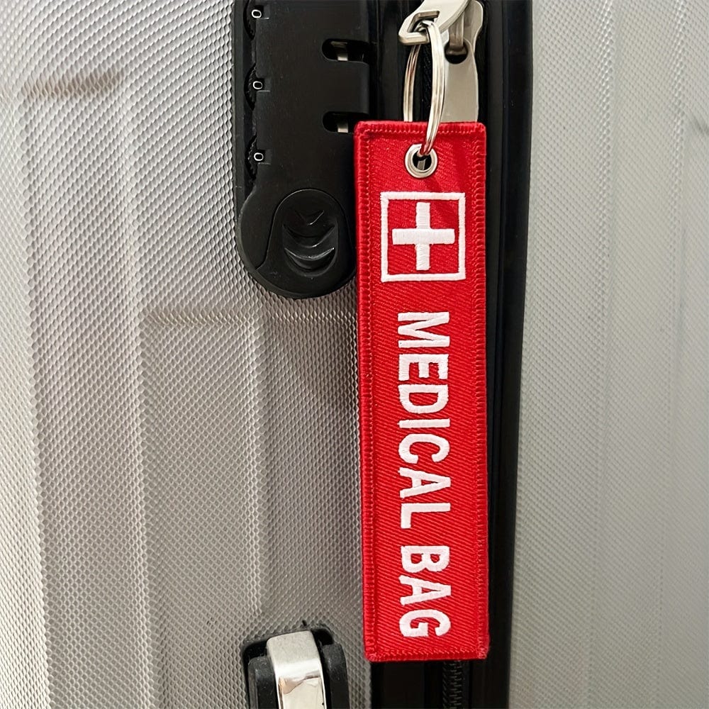 Planet Gates 1pc Cross Logo Medical Bag Both Sides Embroidery Red Tag Keychain Motorcycle Key Accessories