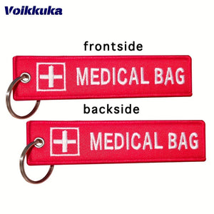 Planet Gates 1pc Cross Logo Medical Bag Both Sides Embroidery Red Tag Keychain Motorcycle Key Accessories