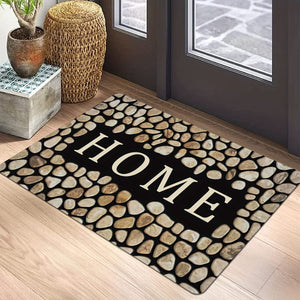 Planet Gates 1pc Crystal Velvet Door Mat, Pebble Letter Print Floor Mat, Non-Slip Polyester Area Rug, Stain-resistant Washable Rug, For Laundry Room, Kitchen Room Decor Guest Room Decor
