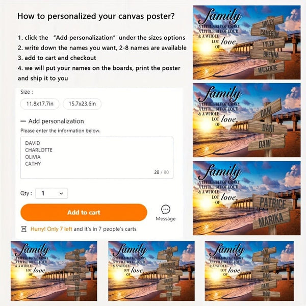 Planet Gates 1pc Custom Name Cross Street Sign Poster, Personalized Wall Art Family Canvas Poster For Home Decor, Canvas Prints For Living Room Bedroom Kitchen Office Decor, Perfect Gift And Decoration, Frameless Christmas Gift