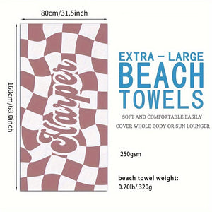 Planet Gates 1pc Customized Beach Towel, Absorbent Beach Towel, Large Summer Beach Blanket, Gift For Beach Pool Party, Beach Essentials