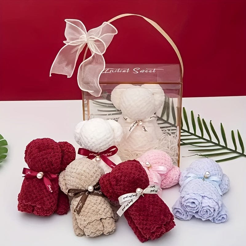 Planet Gates 1pc Cute Bear Shaped Towel, Super Soft Square Towel, Coral Velvet Towel, Cute Towel Gift, Home Decor, Housewarming Gift