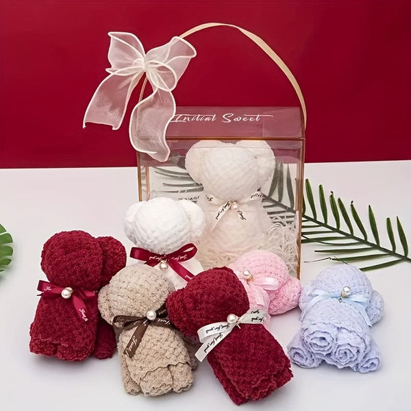 Planet Gates 1pc Cute Bear Shaped Towel, Super Soft Square Towel, Coral Velvet Towel, Cute Towel Gift, Home Decor, Housewarming Gift