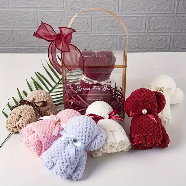 Planet Gates 1pc Cute Bear Shaped Towel, Super Soft Square Towel, Coral Velvet Towel, Cute Towel Gift, Home Decor, Housewarming Gift
