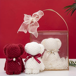 Planet Gates 1pc Cute Bear Shaped Towel, Super Soft Square Towel, Coral Velvet Towel, Cute Towel Gift, Home Decor, Housewarming Gift