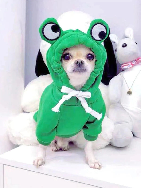 Planet Gates 1PC Cute Frog Pet Sweater for Small and Medium Dogs - Green Dog Hoodie with Fun Design - Keep Your Pup Cozy and Stylish