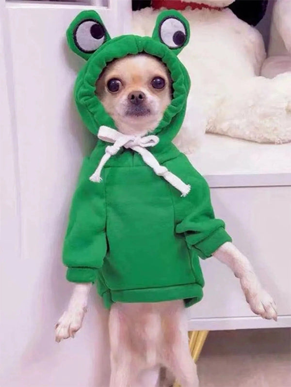 Planet Gates 1PC Cute Frog Pet Sweater for Small and Medium Dogs - Green Dog Hoodie with Fun Design - Keep Your Pup Cozy and Stylish