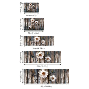 Planet Gates 1pc Daisy Pattern Kitchen Mat, Striped And Butterfly Print Carpet, Non-Slip Stain-resistant Area Rug, For Laundry Room, Bathroom, Dining Table, Home Decor Indoor Decor Room Supplies Shower Supplies