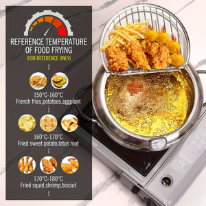Planet Gates 1pc Deep Fryer, Frying Pan With Lid, Stainless Steel Fryer With Temperature Control And Oil Drop Filter Rack, Suitable For Kitchen French Fries, Chicken And More, Gas Stove Electromagnetic Stove Universal, Kitchen Cookware