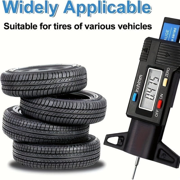 Planet Gates 1pc Digital Depth Gauge Caliper Tread Depth Gauge LCD Tire Tread Gauge For Car Tire 0-25mm Measuring Tool Caliper Repair Tools