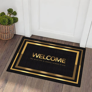 Planet Gates 1pc Dirt Resistant Welcome Doormat, Golden Modern Low Pile Indoor Outdoor Entrance Mat For High Traffic Area, Absorbent Bath Mat, Suitable For Living Room Bedroom Bathroom Kitchen Balcony Patio Carpet