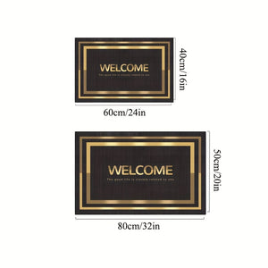 Planet Gates 1pc Dirt Resistant Welcome Doormat, Golden Modern Low Pile Indoor Outdoor Entrance Mat For High Traffic Area, Absorbent Bath Mat, Suitable For Living Room Bedroom Bathroom Kitchen Balcony Patio Carpet