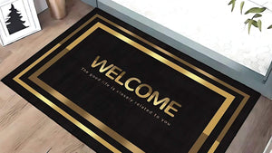 Planet Gates 1pc Dirt Resistant Welcome Doormat, Golden Modern Low Pile Indoor Outdoor Entrance Mat For High Traffic Area, Absorbent Bath Mat, Suitable For Living Room Bedroom Bathroom Kitchen Balcony Patio Carpet