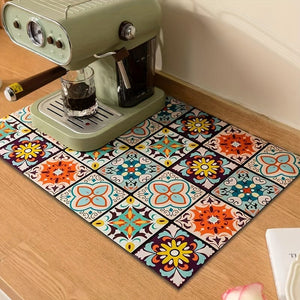 Planet Gates 1pc, Dish Drying Pad, Coffee Machine Absorbent Mat, Kitchen Countertop Absorbent Pad, Washstand Drain Mat, Soft Diatom Mud Faucet Absorbent Mat, Toilet Washstand Cup Mat, Kitchen Accessories, Bathroom Accessories